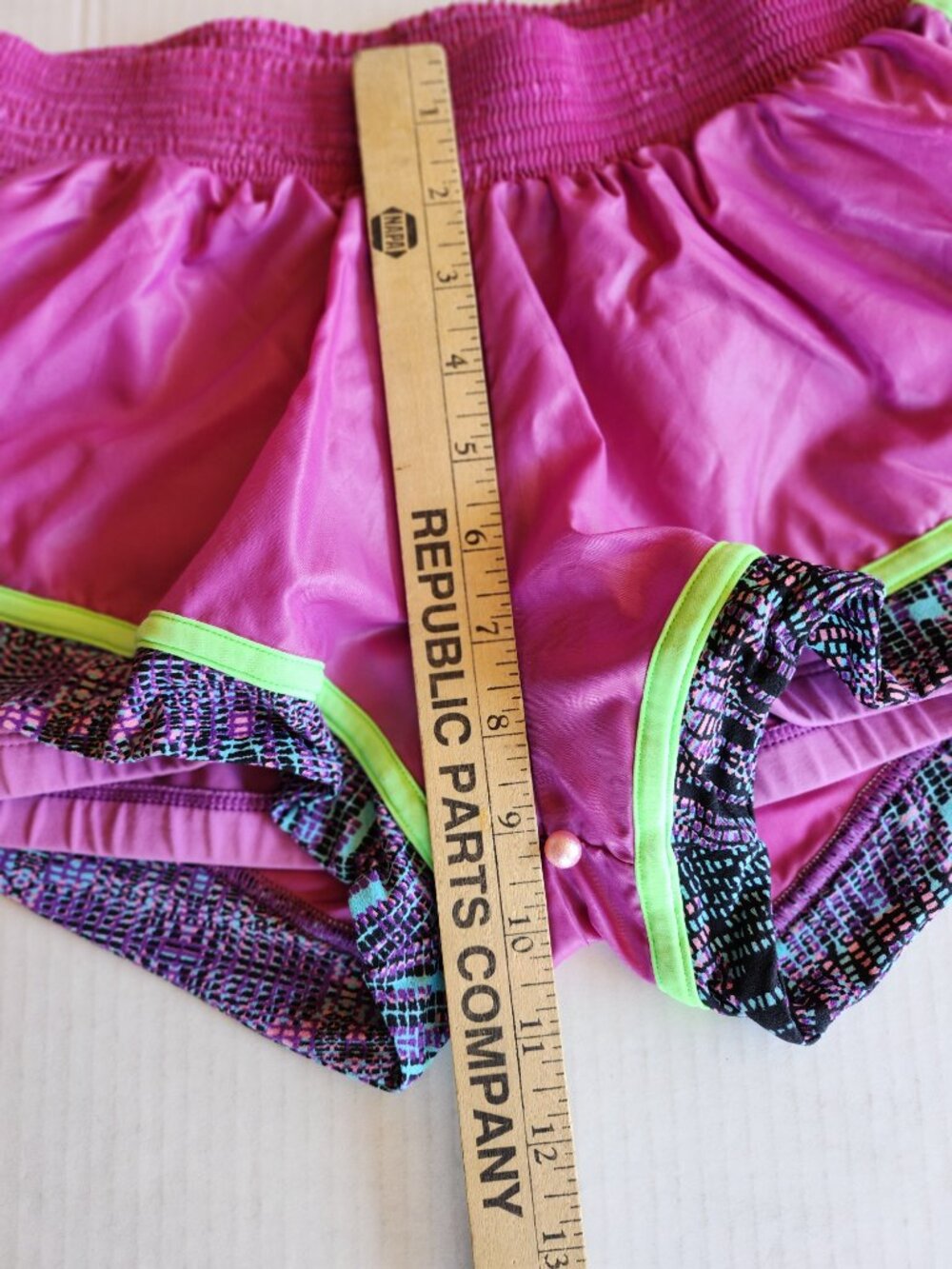 Alto Giro Brazil Athletic Layered Running Shorts Purple Neon Green Trim Size S - Picture 9 of 13